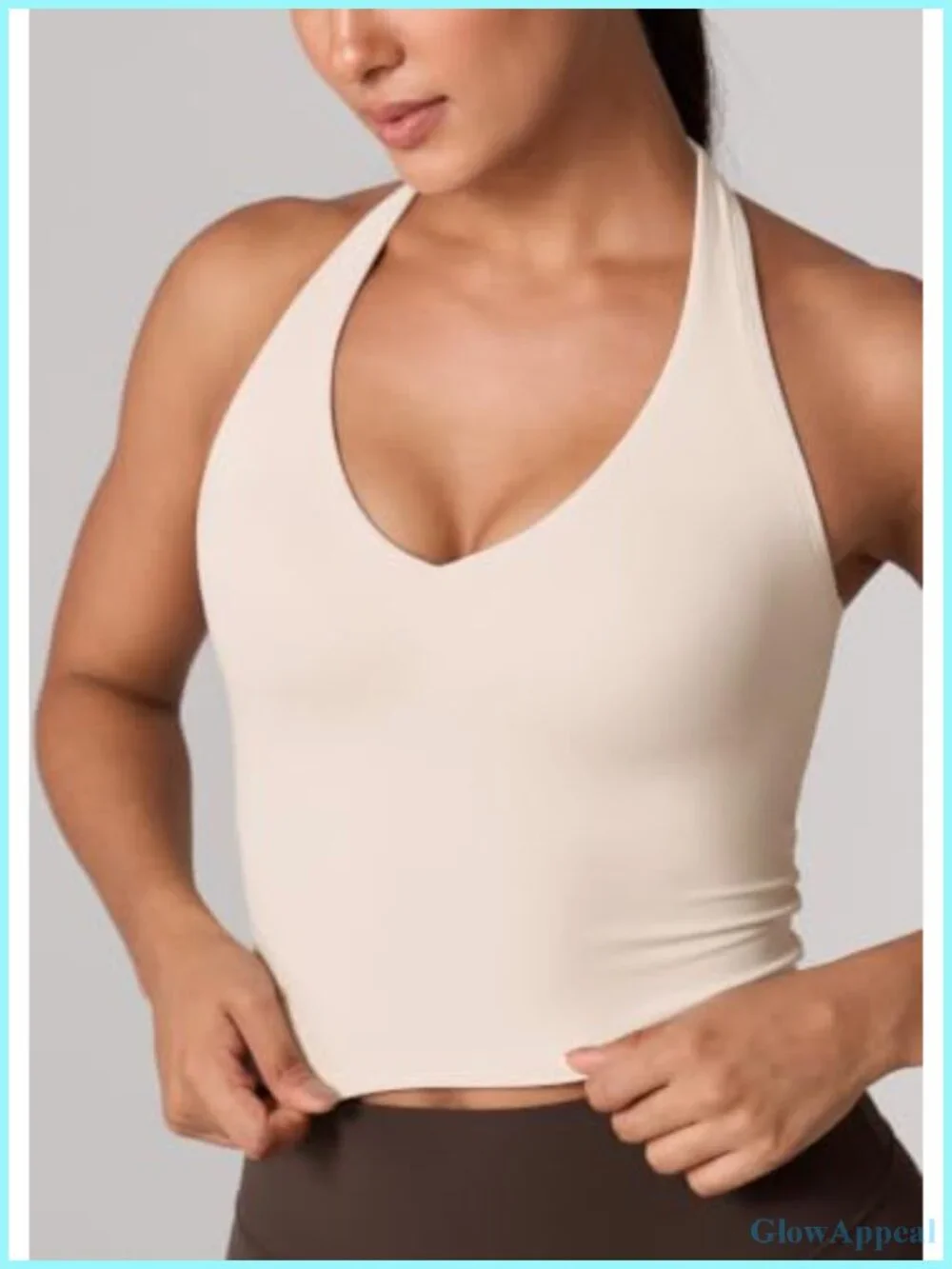 Hugcurve Halter V Neck Longline Sports Bra Buttery Soft 4-Way Stretch Removable